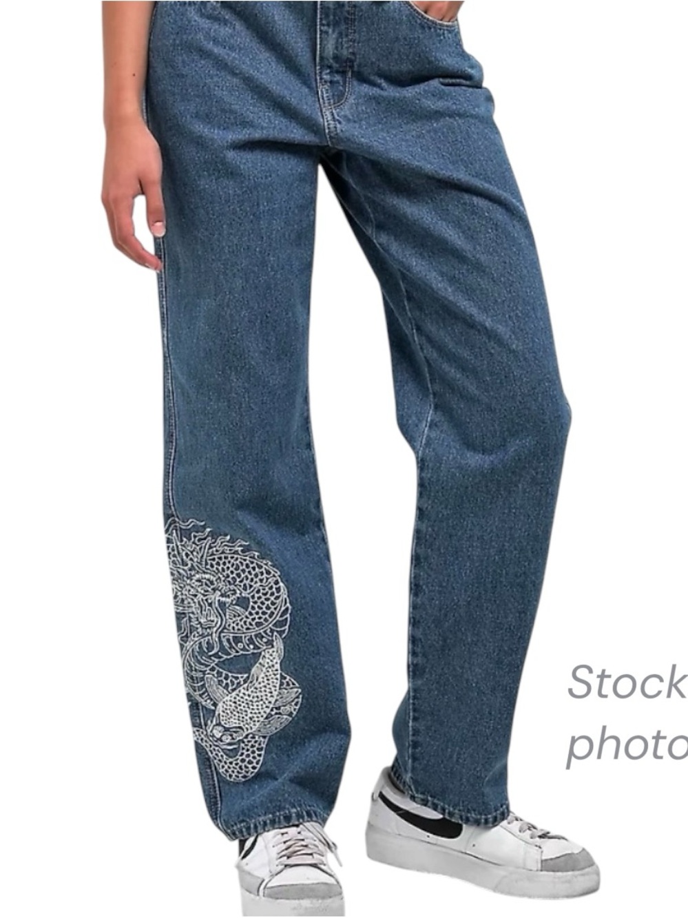 Empyre Y2K Dragon Koi Jeans Size 2 Baggy Relaxed Fit Denim Streetwear - Picture 16 of 16
